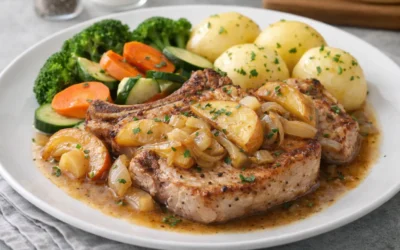 Chuleta de cerdo con manzana